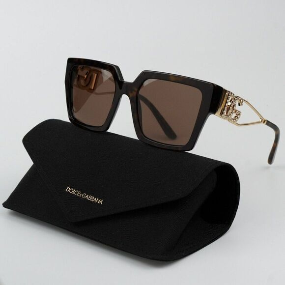 Dolce & Gabbana Black Frame Brown Lens Sunglasses with Gold DG Temples main image 9